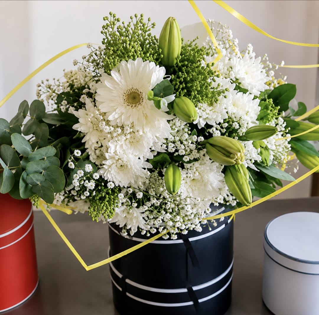 Majestic White Luxury Hatbox Arrangement
